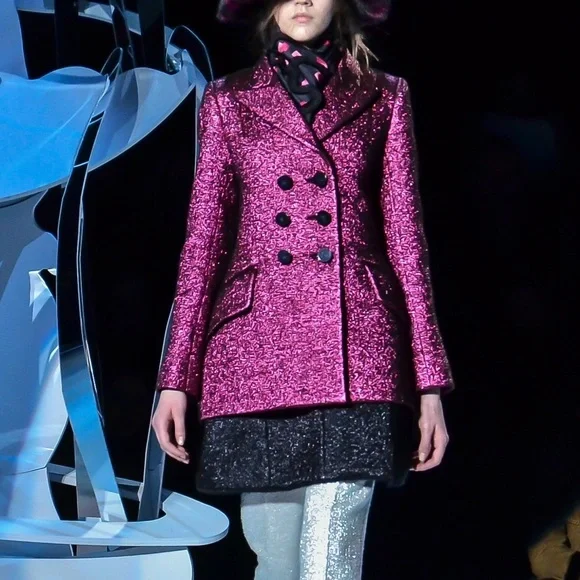 MARC JACOBS Metallic Pink Boucle Silk Wool Jacket - Picture 3 of 10